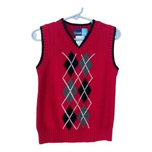 Great Guy Toddler Boy 3T Red Argyle Sweater Vest Classic Preppy Pullover